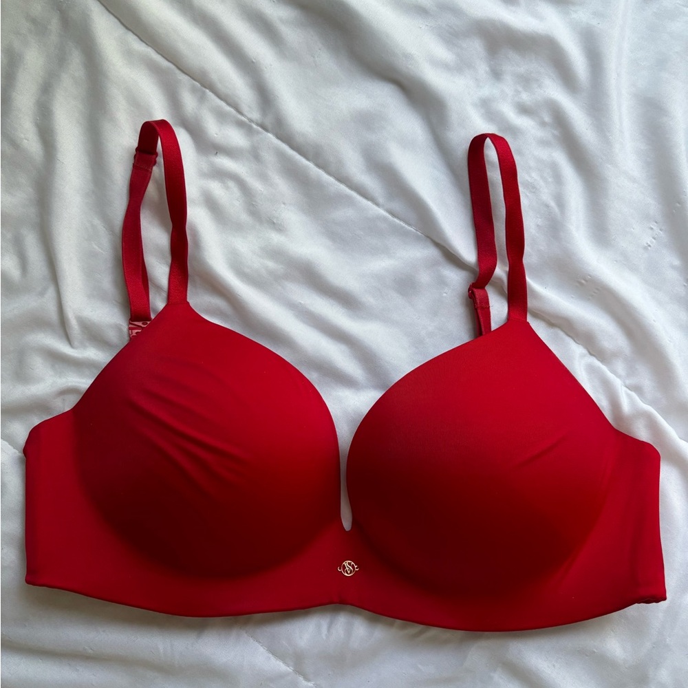Victorias Secret Red Rubber Underwire Bra 34DD